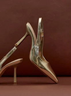 Linzi Gold Dash Slingback Court Heels