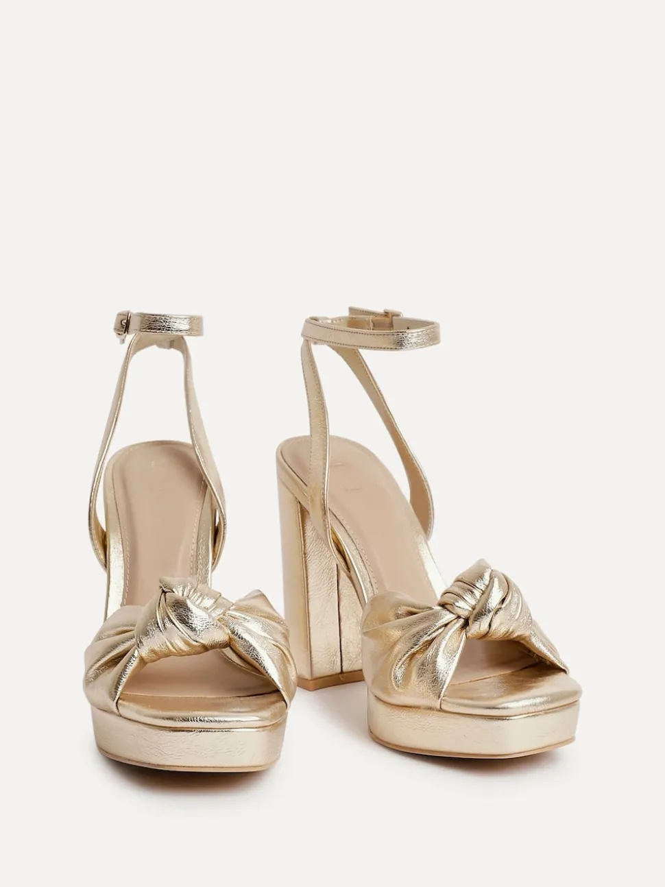 Linzi Gold Ruba Platform Heels With Knotted Front Strap