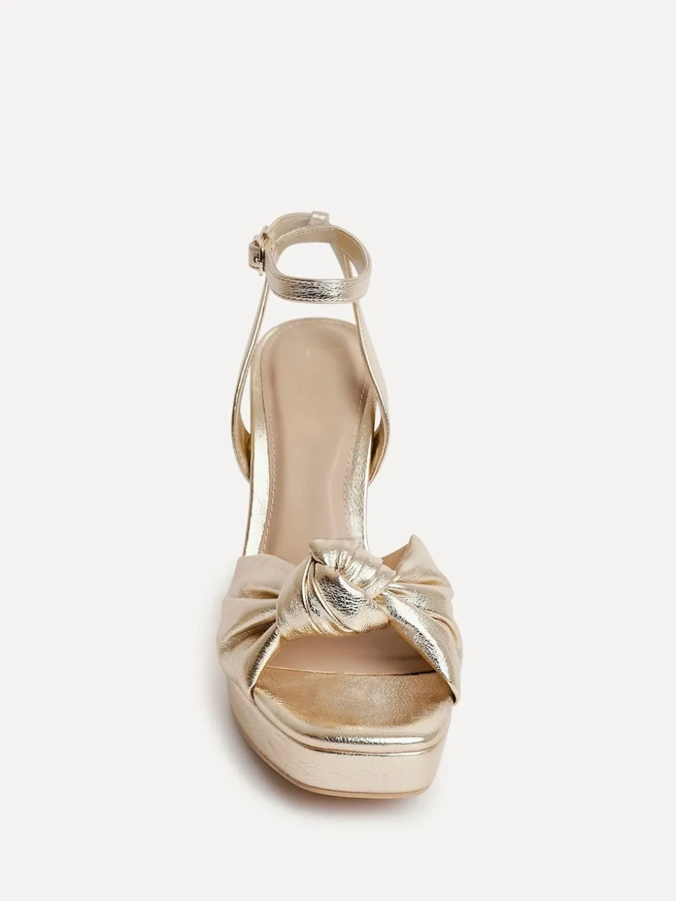 Linzi Gold Ruba Platform Heels With Knotted Front Strap
