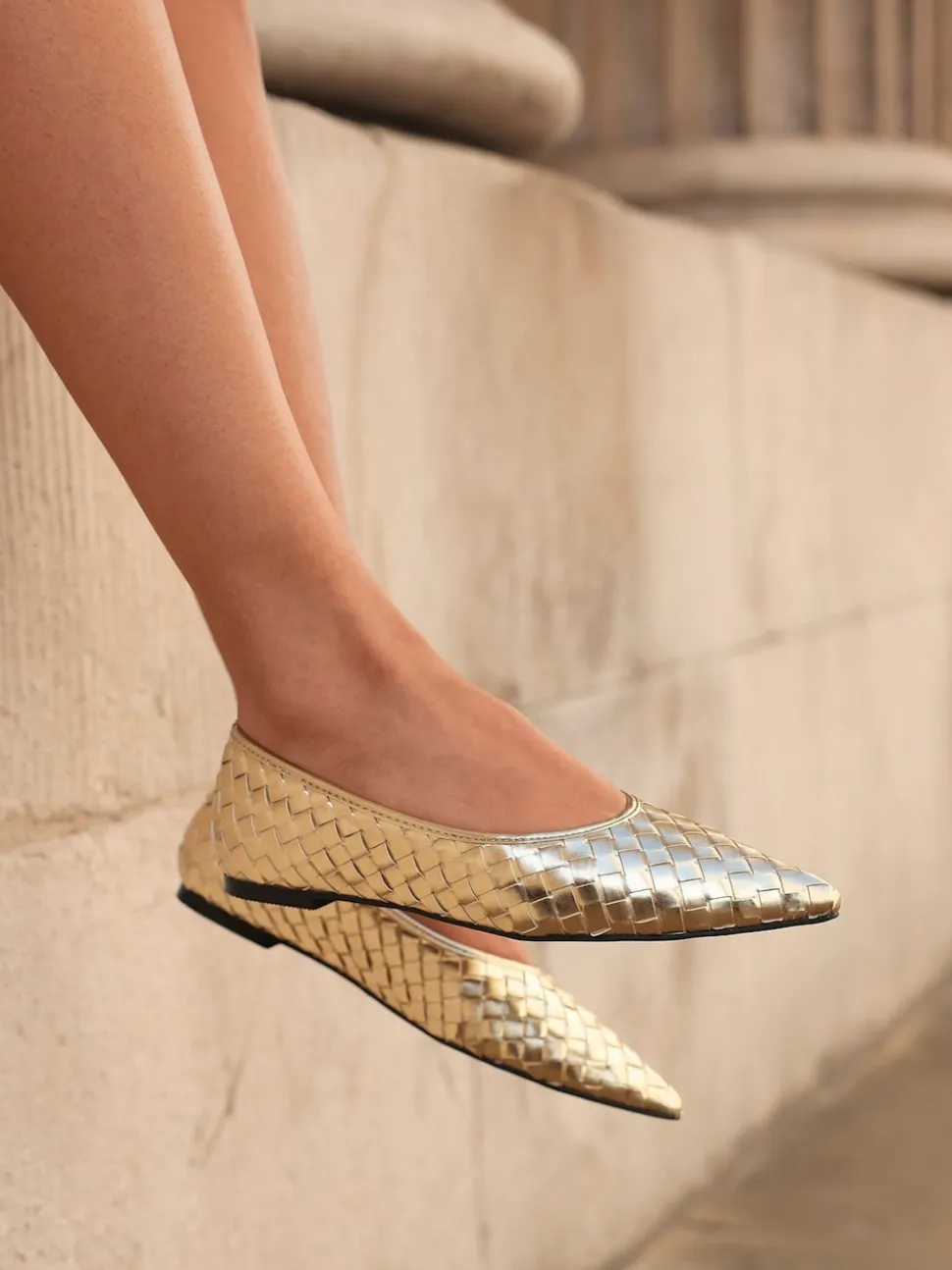 Linzi Gold Talina Woven Pointed Toe Ballet Flats