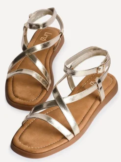 Linzi Gold Valor Strappy Gladiator Flat Sandals