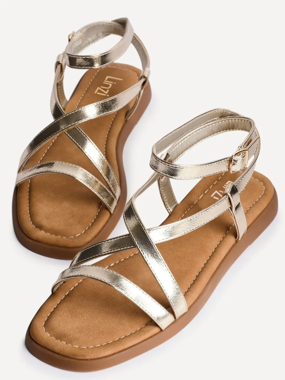 Linzi Gold Valor Strappy Gladiator Flat Sandals