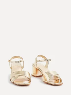 Linzi Gold Vivian Wide Fit Heeled Sandals With Crossover Front Strap