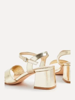 Linzi Gold Vivian Wide Fit Heeled Sandals With Crossover Front Strap