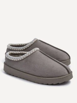 Linzi Grey Tana Faux Suede Slip-On Slippers