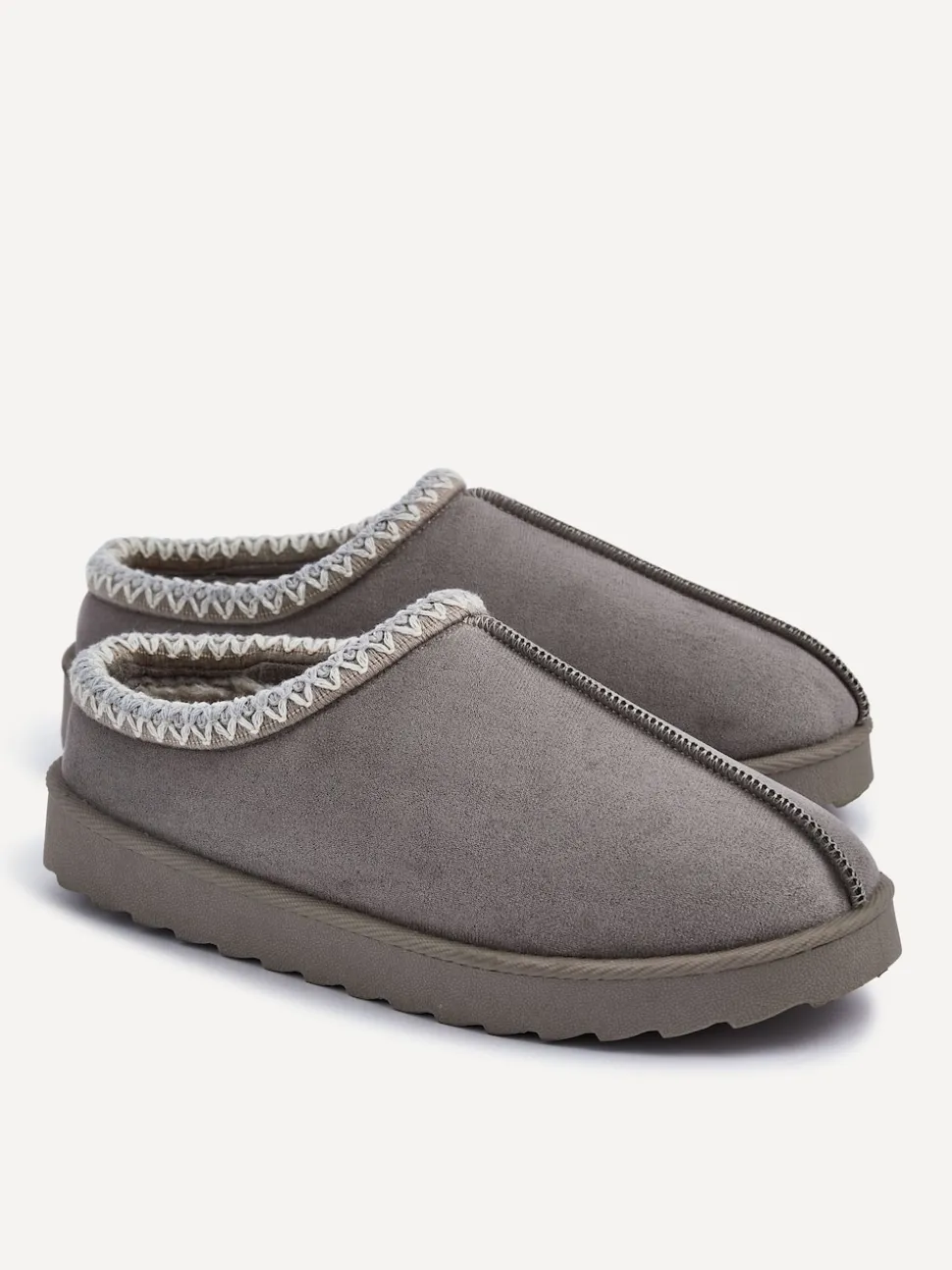 Linzi Grey Tana Faux Suede Slip-On Slippers