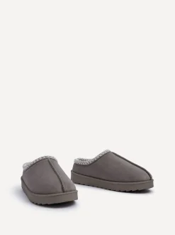 Linzi Grey Tana Faux Suede Slip-On Slippers