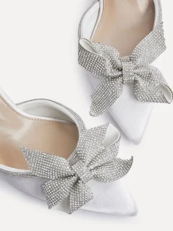 Linzi Ivory Bridal Angela Satin Diamante Bow Detail Court Heels