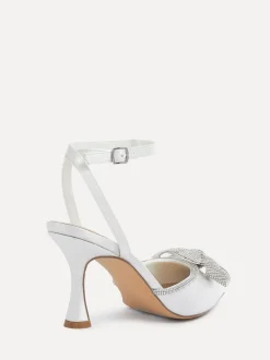 Linzi Ivory Bridal Angela Satin Diamante Bow Detail Court Heels