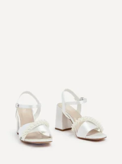 Linzi Ivory Bridal Iris Block Heel With Pearl Embellished Toe Strap