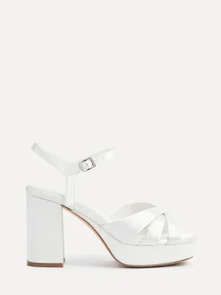 Linzi Ivory Bridal Keliah Platform Cross-Over Strap Block Heeled Sandals