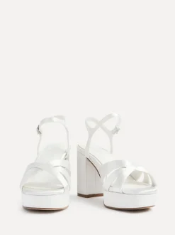 Linzi Ivory Bridal Keliah Platform Cross-Over Strap Block Heeled Sandals