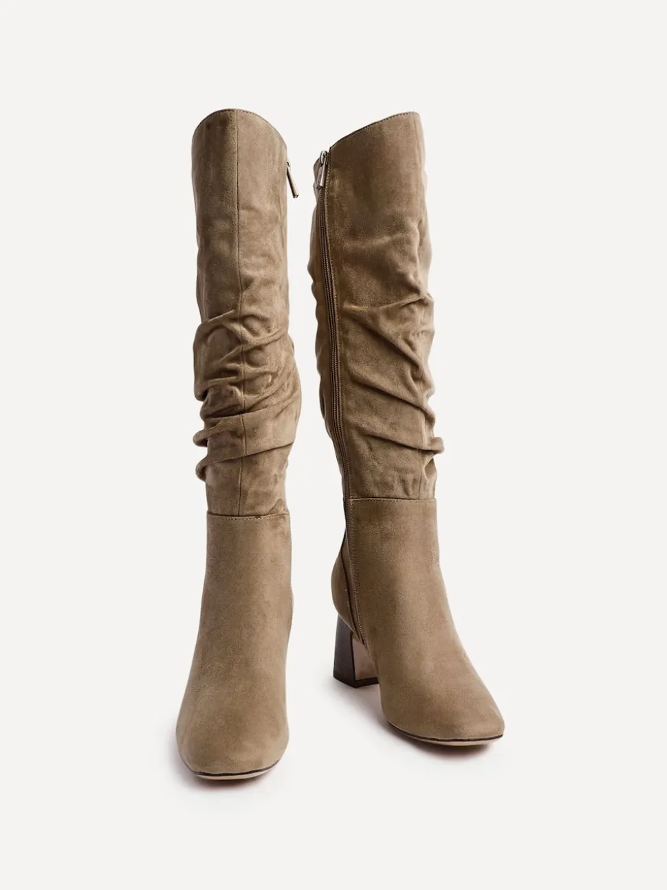 Linzi Mocha Alpine Ruched High Leg Boots