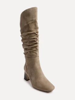 Linzi Mocha Alpine Ruched High Leg Boots