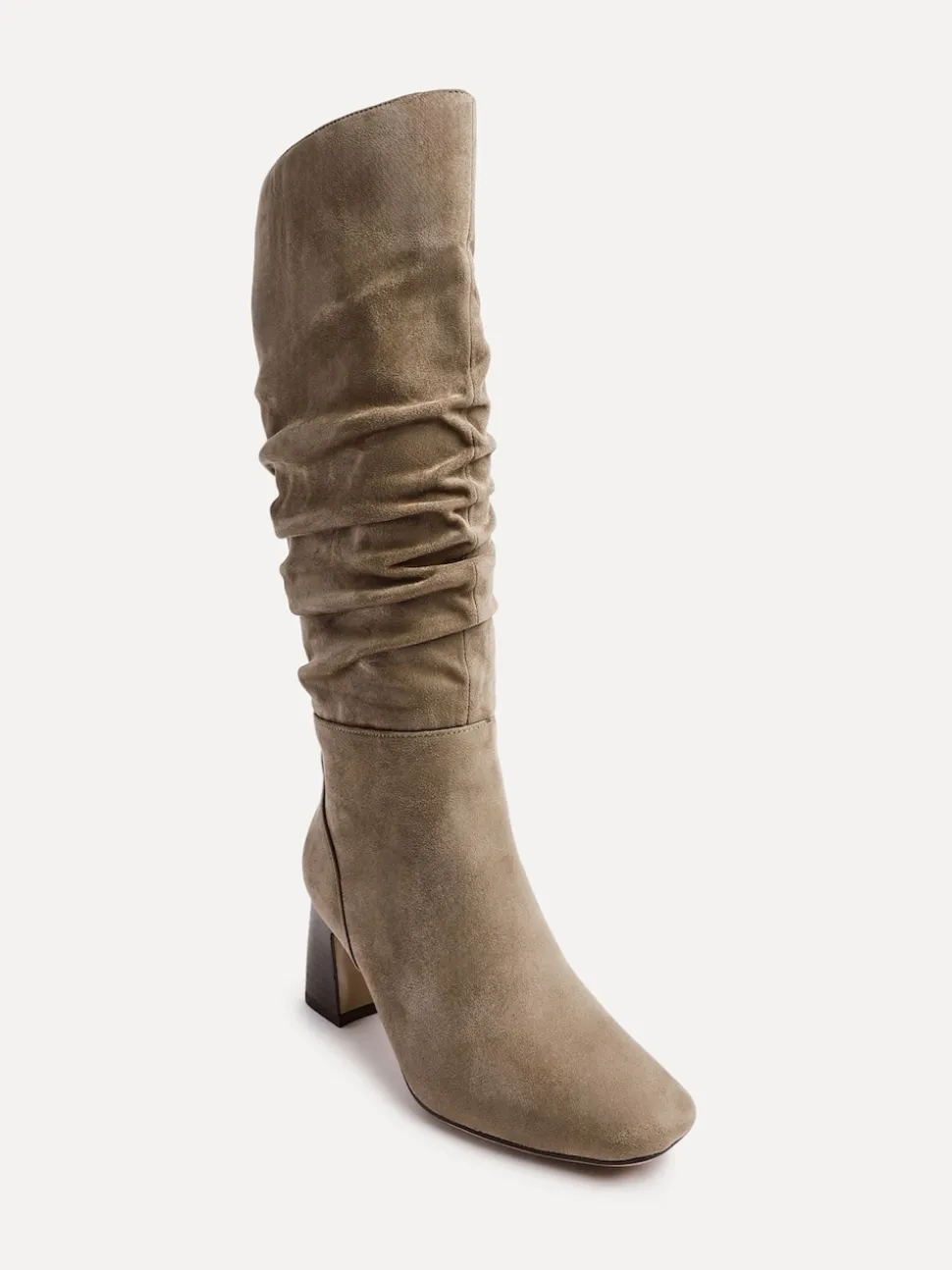 Linzi Mocha Alpine Ruched High Leg Boots