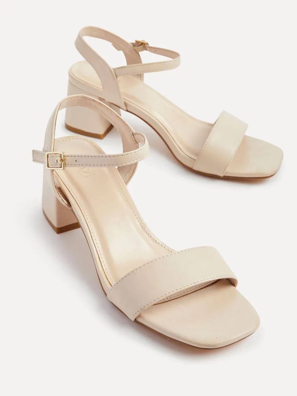 Linzi Natural Darcie Low Chunky Block Heeled Sandals