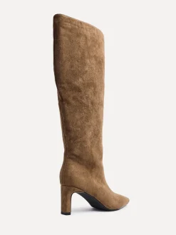 Linzi Natural High Leg Uptown Slim Block Heel High Leg Boots