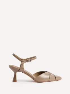 Linzi Natural Pivot Stiletto Court Heels With Eyelet Front Detail