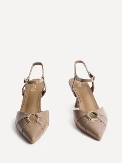 Linzi Natural Pivot Stiletto Court Heels With Eyelet Front Detail