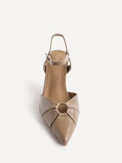Linzi Natural Pivot Stiletto Court Heels With Eyelet Front Detail