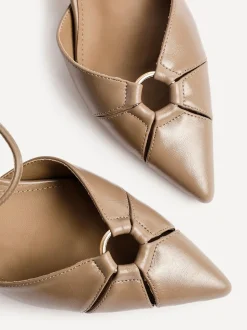 Linzi Natural Pivot Stiletto Court Heels With Eyelet Front Detail