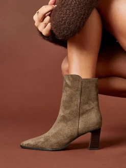 Linzi Natural Thorn Stacked Block Heel Ankle Boots
