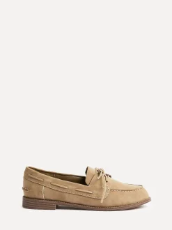 Linzi Natural Vanish Slip-On Loafers With Lace Detailing