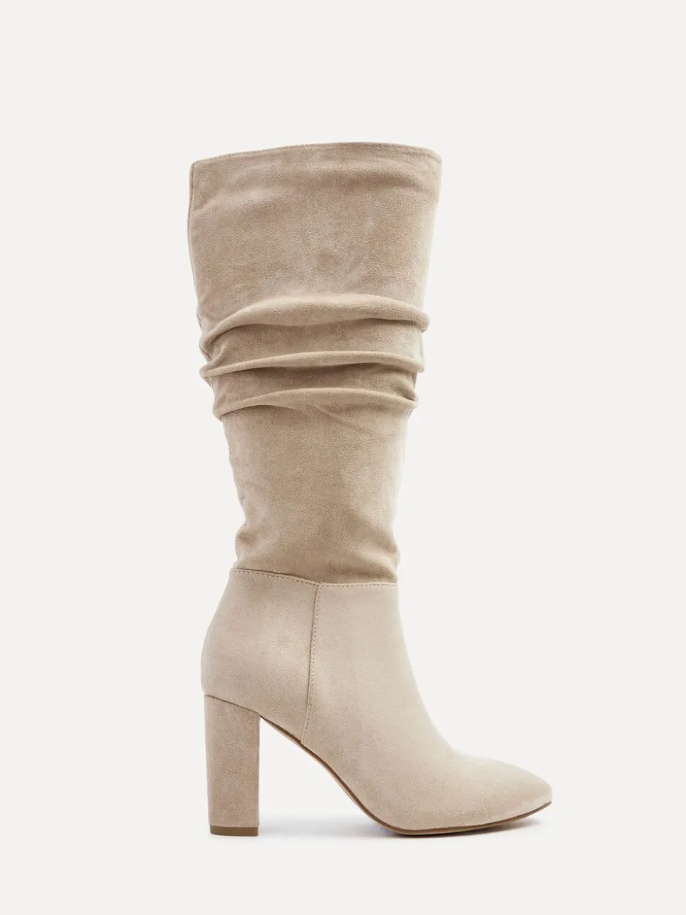 Linzi Nude Aura High Leg Ruched Boots With Block Heel