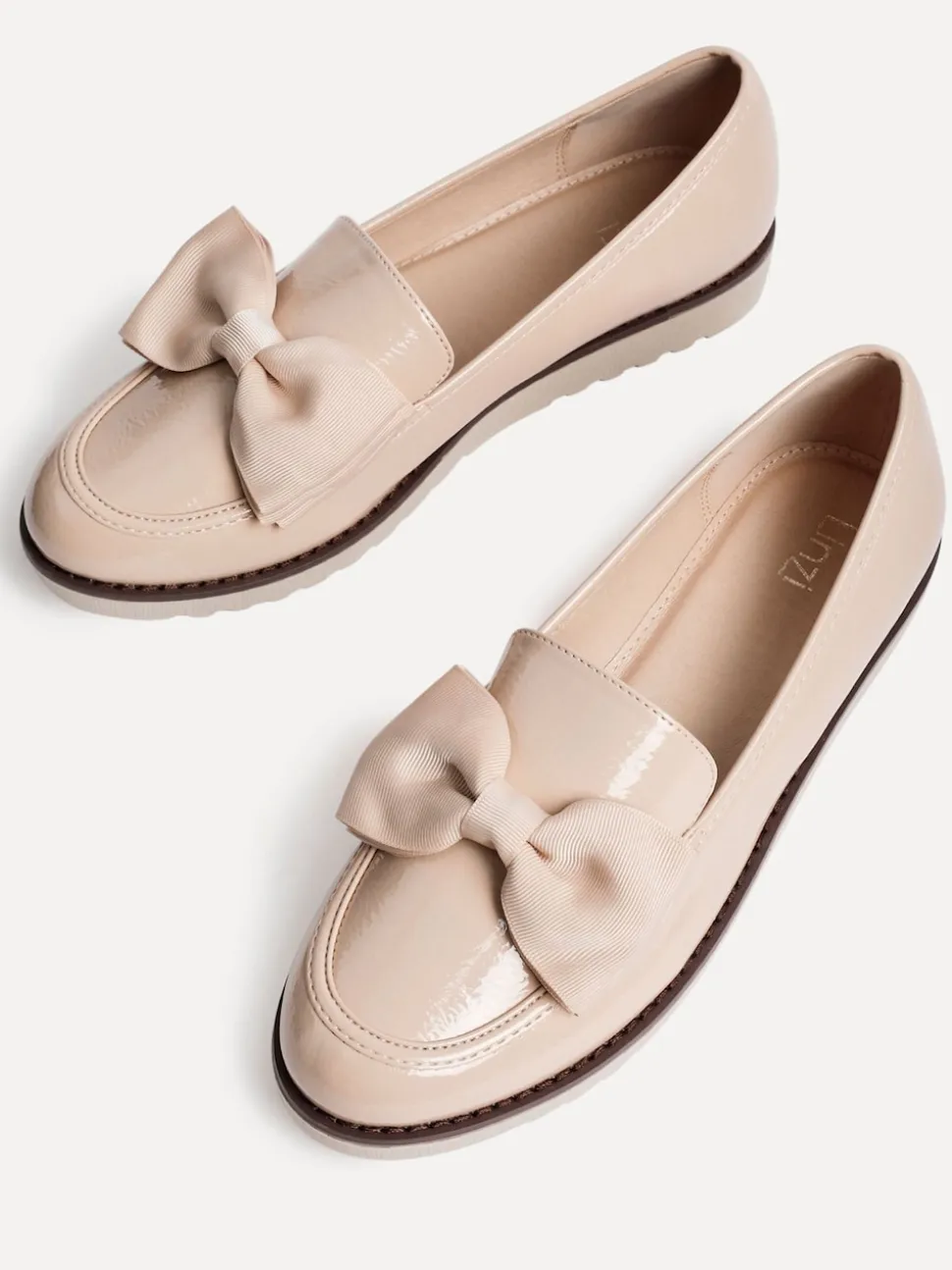 Linzi Nude Cathy Platform Loafers with Large Bow