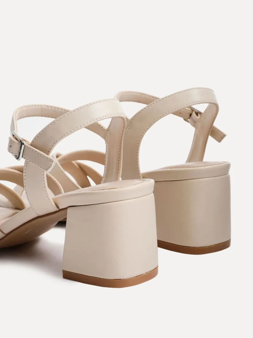 Linzi Nude Flair Heeled With Cross Front Straps Sandals