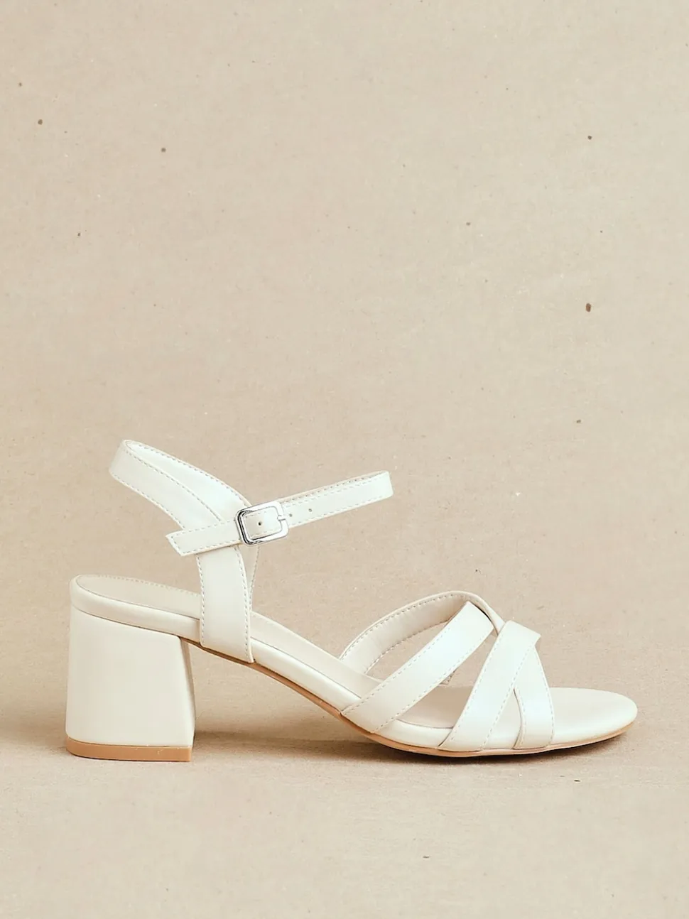 Linzi Nude Flair Heeled With Cross Front Straps Sandals