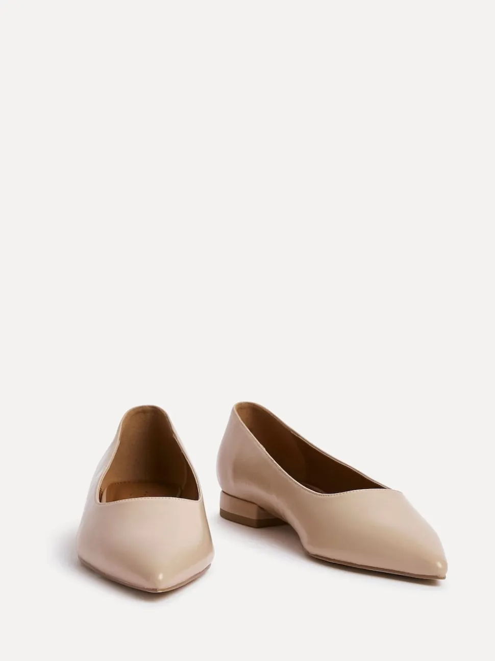 Linzi Nude Wide Fit Compete Pointed Toe Ballet Flat Shoes