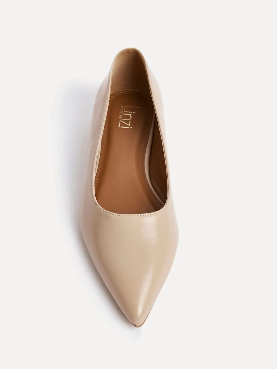 Linzi Nude Wide Fit Compete Pointed Toe Ballet Flat Shoes