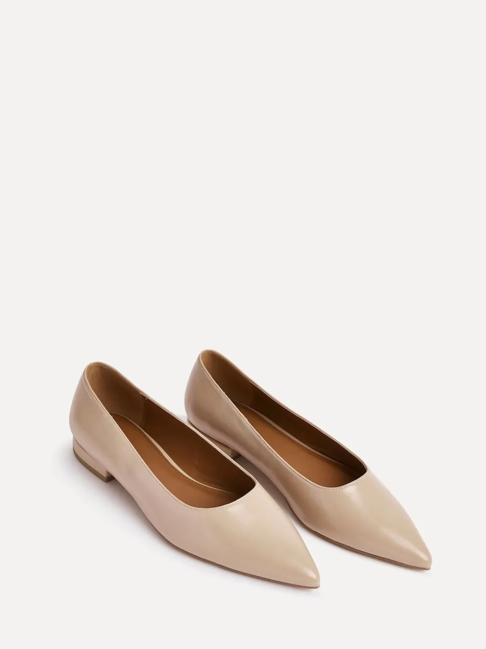 Linzi Nude Wide Fit Compete Pointed Toe Ballet Flat Shoes