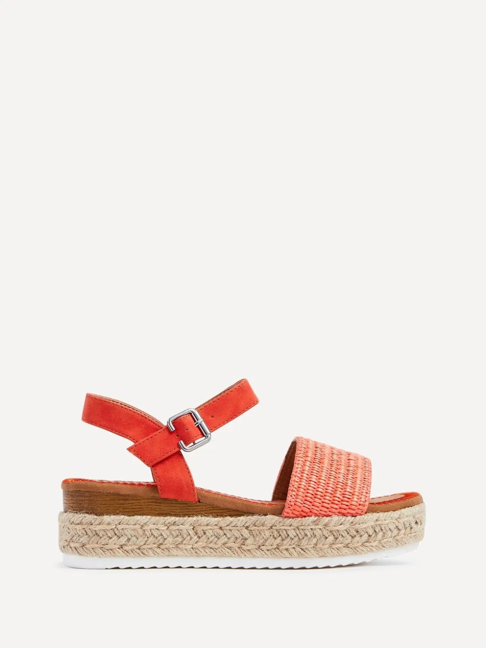 Linzi Orange Panama Two Part Raffia Flatform Sandals