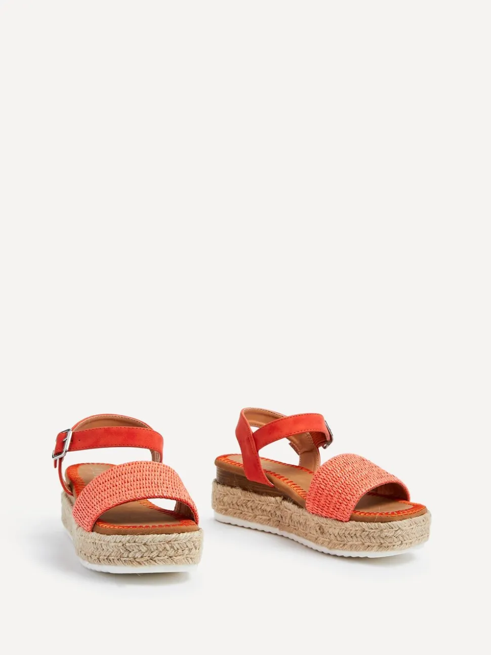 Linzi Orange Panama Two Part Raffia Flatform Sandals