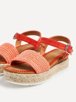 Linzi Orange Panama Two Part Raffia Flatform Sandals