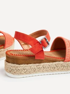 Linzi Orange Panama Two Part Raffia Flatform Sandals