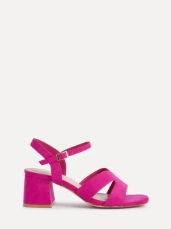 Linzi Pink Empire Wide Fit Link Detail Heeled Sandals