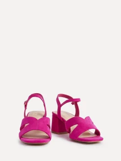 Linzi Pink Empire Wide Fit Link Detail Heeled Sandals