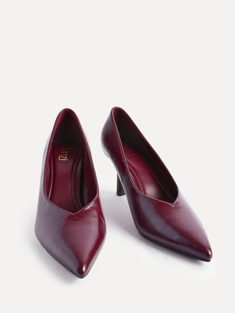 Linzi Red Bellamy V-Shaped Closed Toe Court Heels