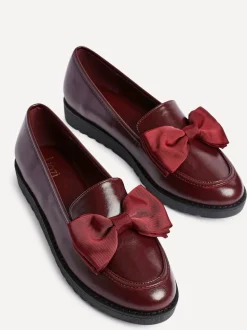 Linzi Red Cathy Platform Loafers with Large Bow