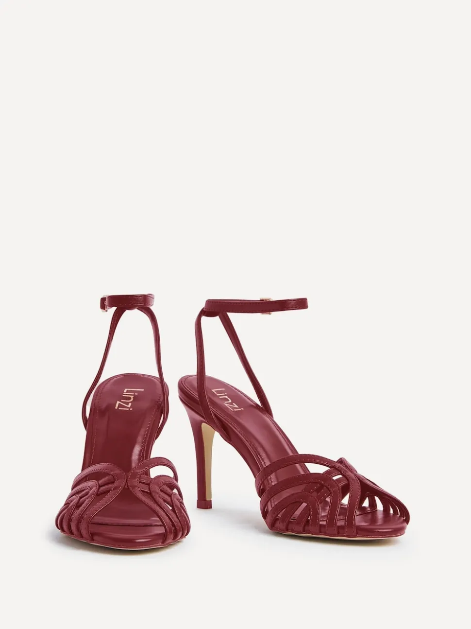Linzi Red Eros Caged Stiletto Heel Sandals