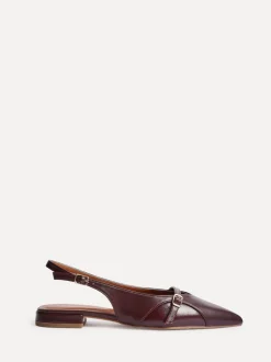 Linzi Red Prague Pointed Toe Ballet Flats With Buckle Detail