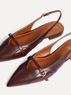 Linzi Red Prague Pointed Toe Ballet Flats With Buckle Detail