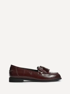 Linzi Red Rosemary Classic Slip-On Loafers With Tassel Detail