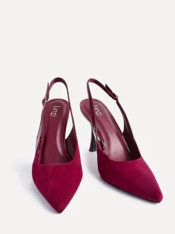 Linzi Red Wink Suede And Patent Mix Court Heels