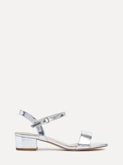 Linzi Silver Kezzi Barely There Low Block Heeled Sandals