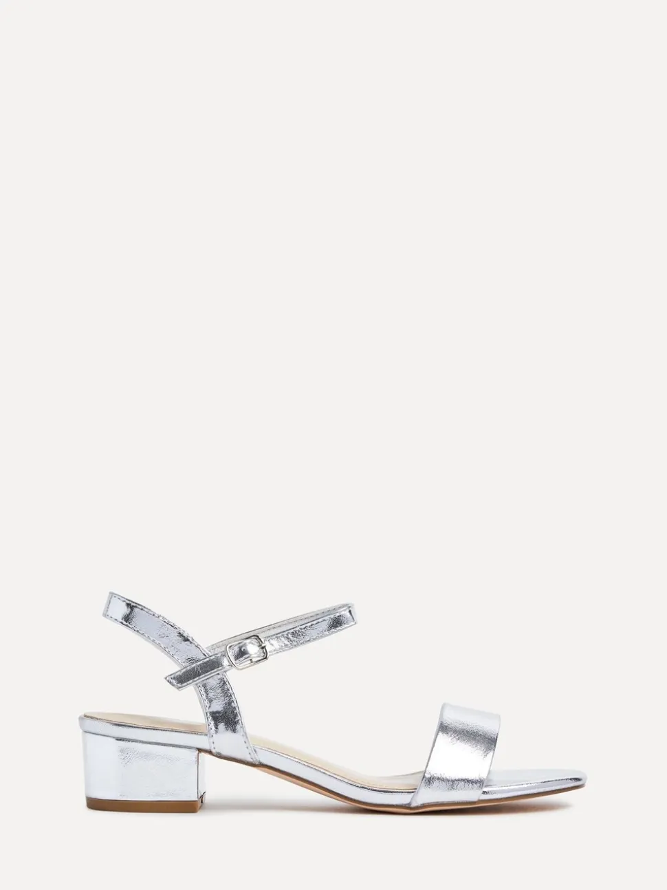 Linzi Silver Kezzi Barely There Low Block Heeled Sandals