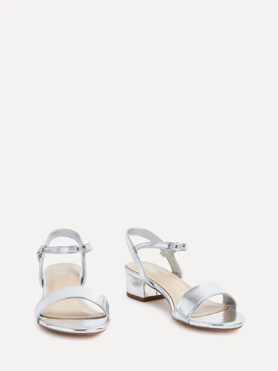 Linzi Silver Kezzi Barely There Low Block Heeled Sandals